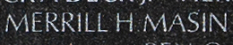 Engraved name on The Wall of Captain Merrill H. Masin, U.S. Air Force
